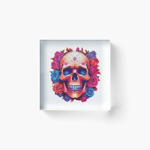 Item preview, Day of Dead Scull with Roses designed and sold by TheBlackPixelCo.
