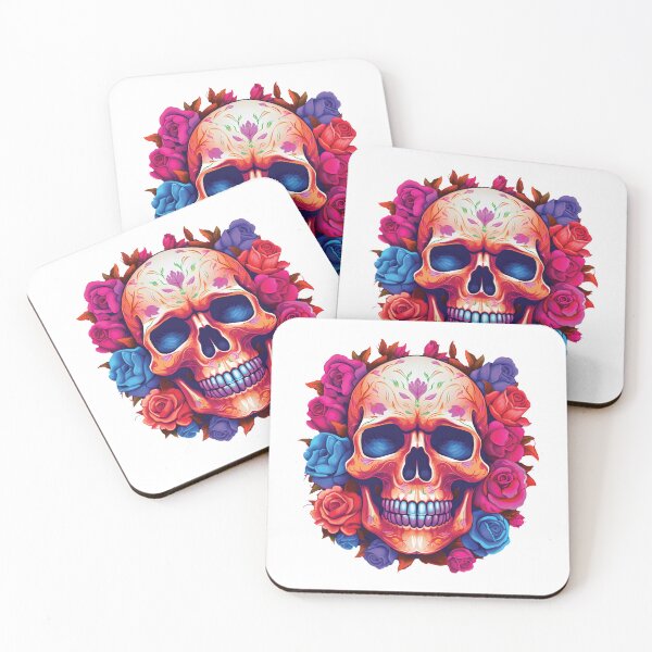 Aperçu de l'œuvre Jour de Dead Scull avec Roses créée et vendue par TheBlackPixelCo.