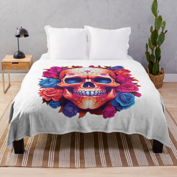 Item preview, Day of Dead Scull with Roses designed and sold by TheBlackPixelCo.