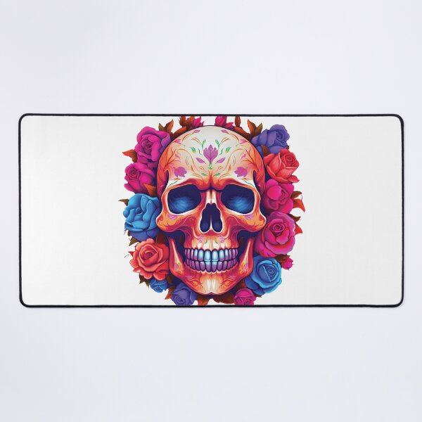 Item preview, Day of Dead Scull with Roses designed and sold by TheBlackPixelCo.