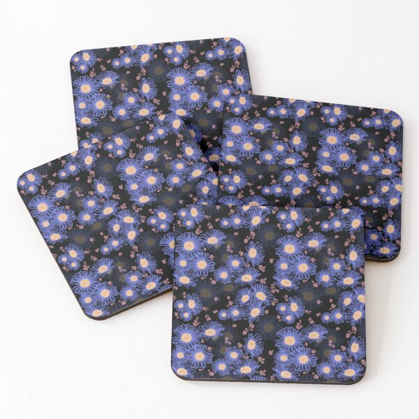 Item preview, Starry night glowing daisy flower pattern seamless watercolor painting fabric designed and sold by Natji-Arts.