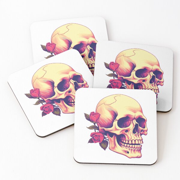 Item preview, Yellow Scull with Red Roses  designed and sold by TheBlackPixelCo.