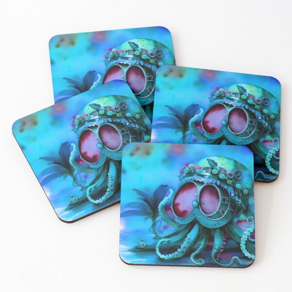 Item preview, Retro Futuristic Octopus - Blue Moonlight Beach Scene - AI Generated Art 1 of 8 designed and sold by Beachy.