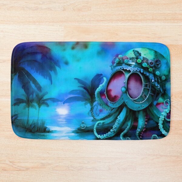 Item preview, Retro Futuristic Octopus - Blue Moonlight Beach Scene - AI Generated Art 1 of 8 designed and sold by Beachy.