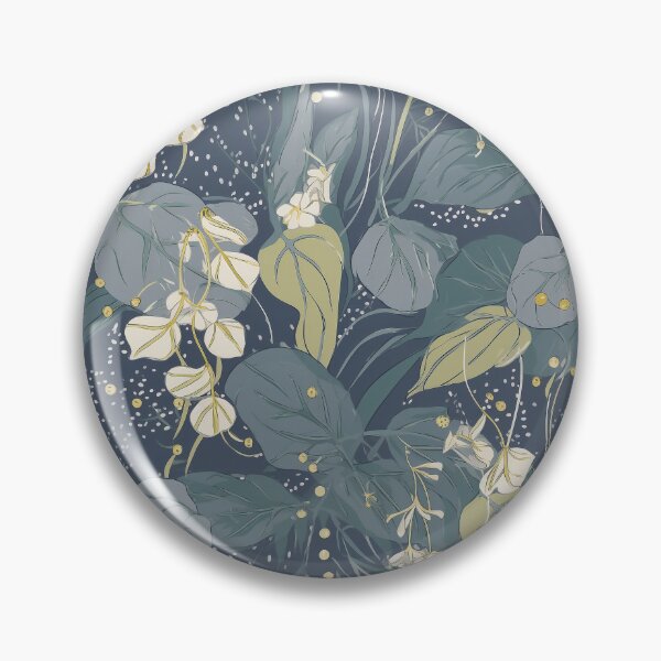 Item preview,  Philodendron xanadu leaves and blue bell flowers with hand drawn thin floating branches designed and sold by EmilyFNM3D.