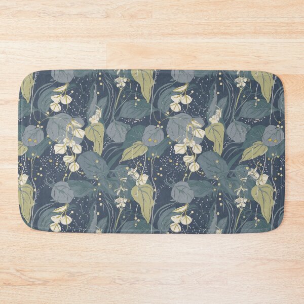 Item preview,  Philodendron xanadu leaves and blue bell flowers with hand drawn thin floating branches designed and sold by EmilyFNM3D.