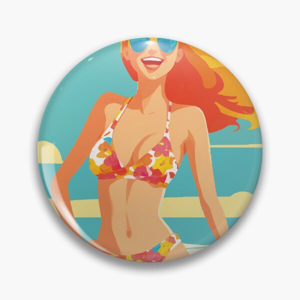 Item preview, Summer Patterns with Flamingos and Pineapples (woman on the beach) designed and sold by Adapatterns.