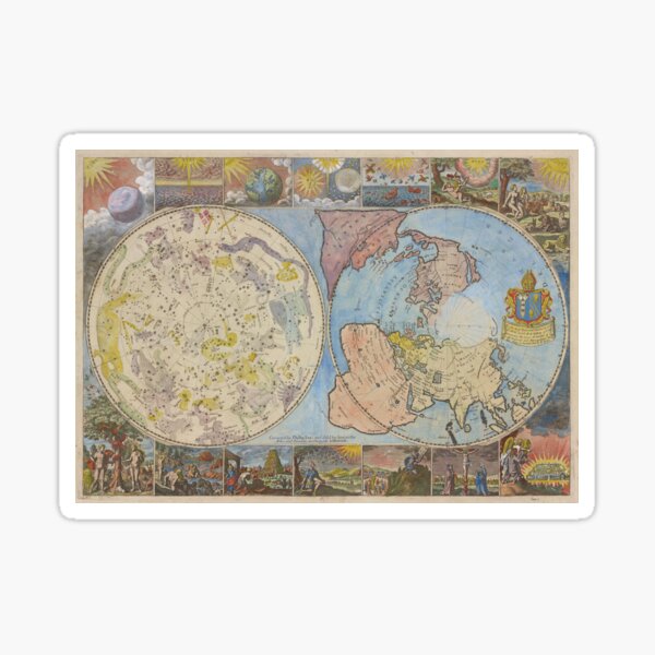 Item preview, Vintage Celestial Star Constellation Chart & World Map (1699) designed and sold by BravuraMedia.