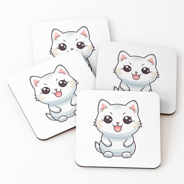 Item preview, Happy White Kitten Kawai designed and sold by ExtrovArt.