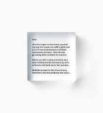 Jersey Shore Letter to Sam Anonymous Acrylic Block