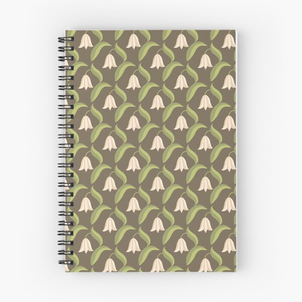 Item preview, Bell Blossoms - Delicate Spring Flowers - snowdrop, bluebell, tulip, harebell - cream on taupe Background - shw1021 f designed and sold by Shiny Happy World.