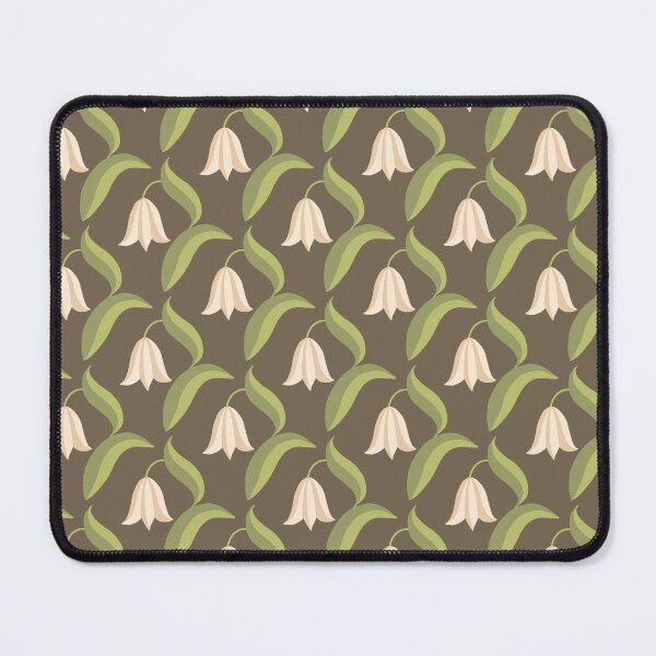 Item preview, Bell Blossoms - Delicate Spring Flowers - snowdrop, bluebell, tulip, harebell - cream on taupe Background - shw1021 f designed and sold by Shiny Happy World.