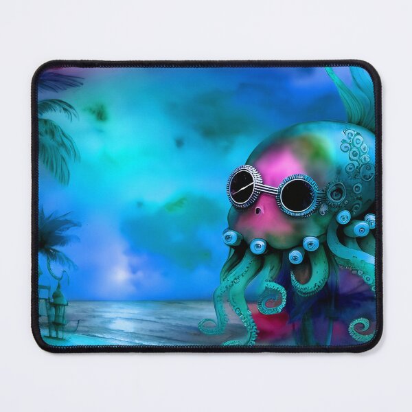 Item preview, Retro Futuristic Octopus - Blue Moonlight Beach Scene - AI Generated Art 2 of 8 designed and sold by Beachy.