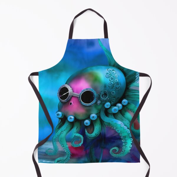 Item preview, Retro Futuristic Octopus - Blue Moonlight Beach Scene - AI Generated Art 2 of 8 designed and sold by Beachy.