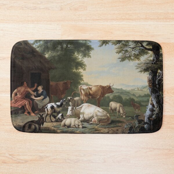 Item preview, Arcadian Landscape with Shepherds and Cattle | Jan van Gool | 1763 Greek Mythology Art designed and sold by CJET.