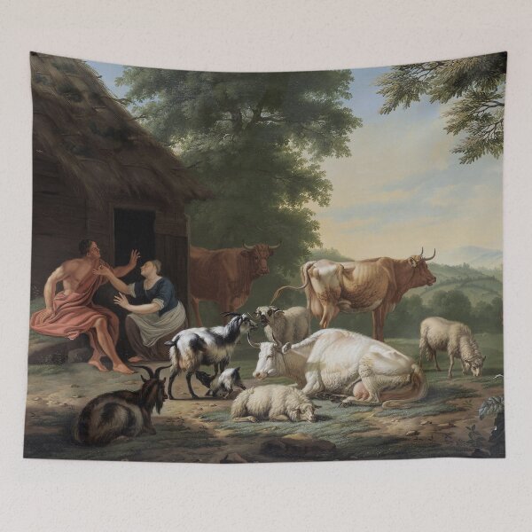 Item preview, Arcadian Landscape with Shepherds and Cattle | Jan van Gool | 1763 Greek Mythology Art designed and sold by CJET.