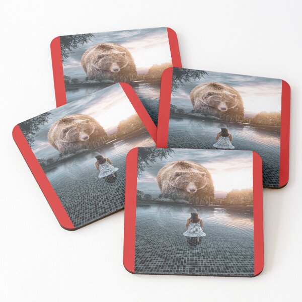 Item preview, Fantasy photoshop Art: Giant Grizzly Bear and lady in water designed and sold by mturns57.