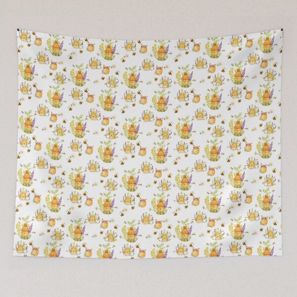 Item preview, Honey Bee skep in meadow designed and sold by PurpleJelly.