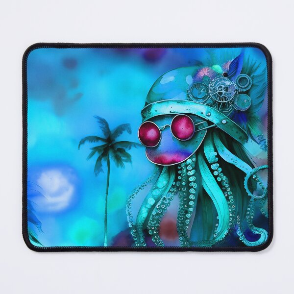 Item preview, Retro Futuristic Octopus - Blue Moonlight Beach Scene - AI Generated Art 3 of 8 designed and sold by Beachy.