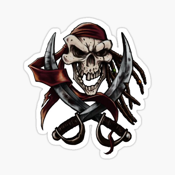 Crâne de pirate Jolly Roger avec des coutelas Sticker