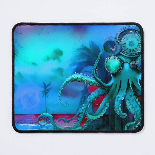 Item preview, Retro Futuristic Octopus - Blue Moonlight Beach Scene - AI Generated Art 4 of 8 designed and sold by Beachy.