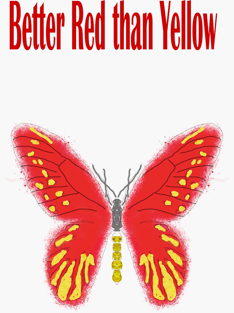 Thumbnail 3 of 3, Sticker, Better Red than Yellow Butterfly designed and sold by santoshputhran.