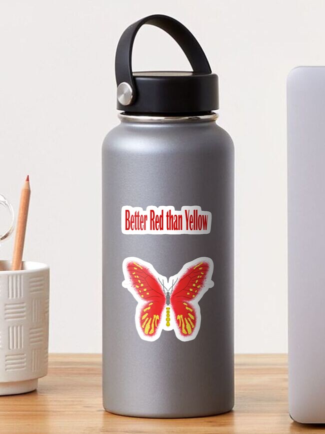 Thumbnail 1 of 3, Sticker, Better Red than Yellow Butterfly designed and sold by santoshputhran.