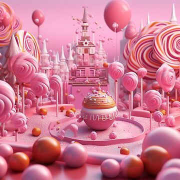 Sticker for Sale avec l'œuvre « Château de bonbon rose » de l'artiste  LuckllyHappy