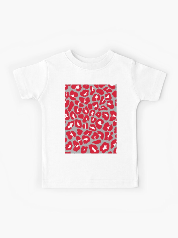 Red and Grey Leopard Print  Kids T-Shirt for Sale by OneThreeSix