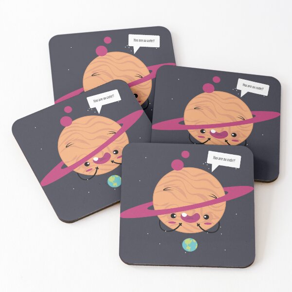 Item preview, Kawaii Saturn Looking at Baby Earth - Illustration by Möno Röso designed and sold by Moeno-Roeso.