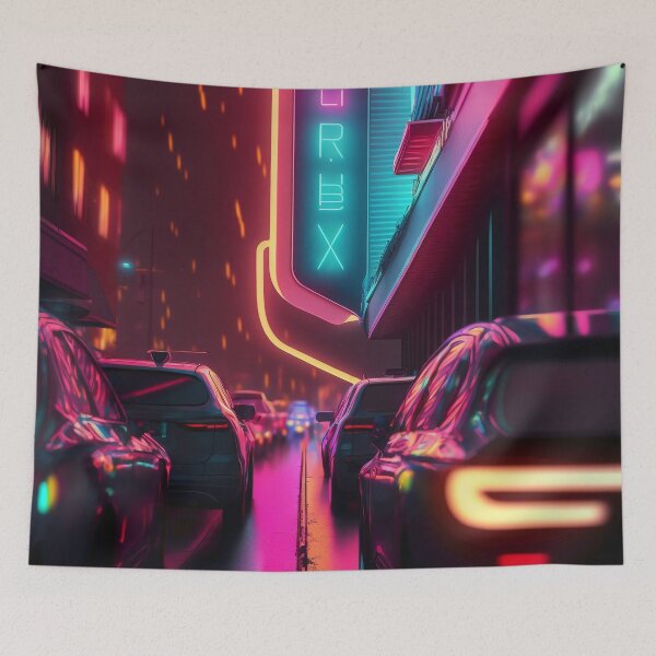 Item preview, Neon-Lit Futuristic Urban City  designed and sold by cyberartmaker.