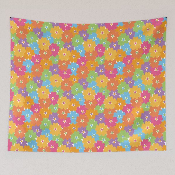 Item preview, Colorful Hearts Flower Power n White Stars Seamless Pattern Print designed and sold by ClaudiaFlores.