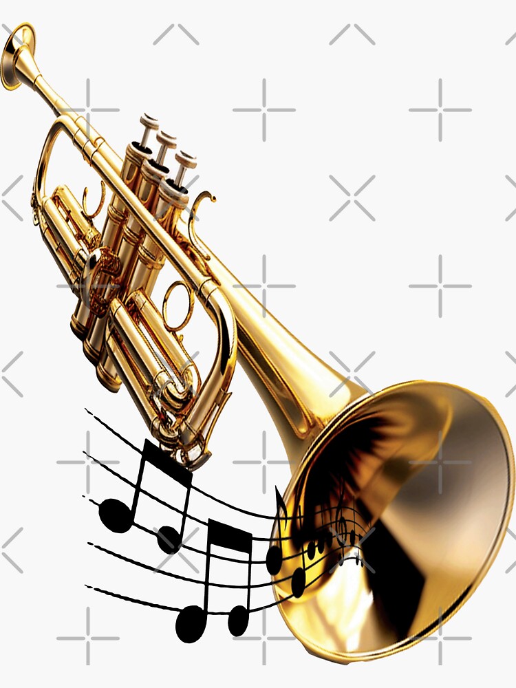 trumpet brass music notation horn musical instrument jazz sound melody  musician  Sticker for Sale by JanChryzostom
