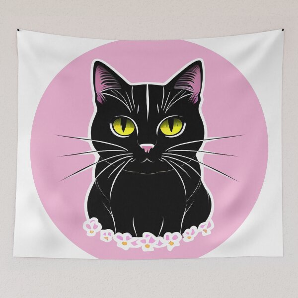 Item preview, Black kitty in pink designed and sold by notavabird.