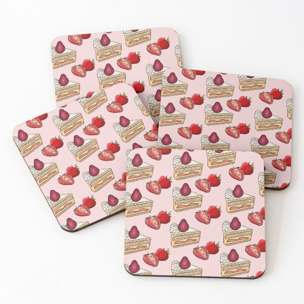 Artikelvorschau, Erdbeeren und Kuchenkokettenmuster rosa entworfen und verkauft von kayacobain.
