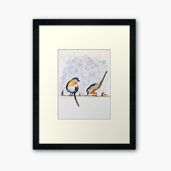 Aperçu de l'œuvre Oiseaux Rouge-gorge aquarelle  créée et vendue par NathBros.