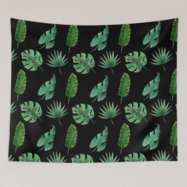Item preview, Summer Tropical Leaves Pattern on Black designed and sold by Melissa Mielke.