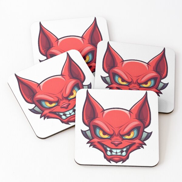 Item preview, Devil cat - Evil cat - Red cat - Golden eyes - Sharp fangs - Red fur - Pointy ears designed and sold by StickerForDays.