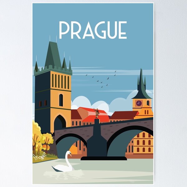 Aperçu de l'œuvre Affiche de voyage Prague République tchèque créée et vendue par Arctic frame studio.
