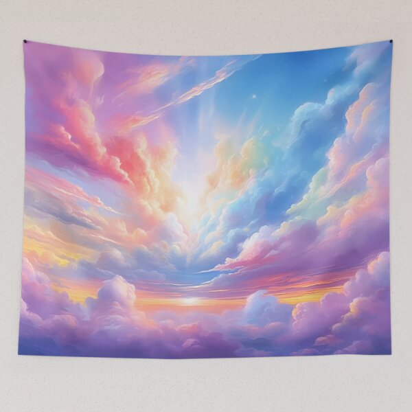 Item preview, Whimsical Rainbow Clouds Sky - Colorful Dreamlike Artwork designed and sold by SweetWhiskers.