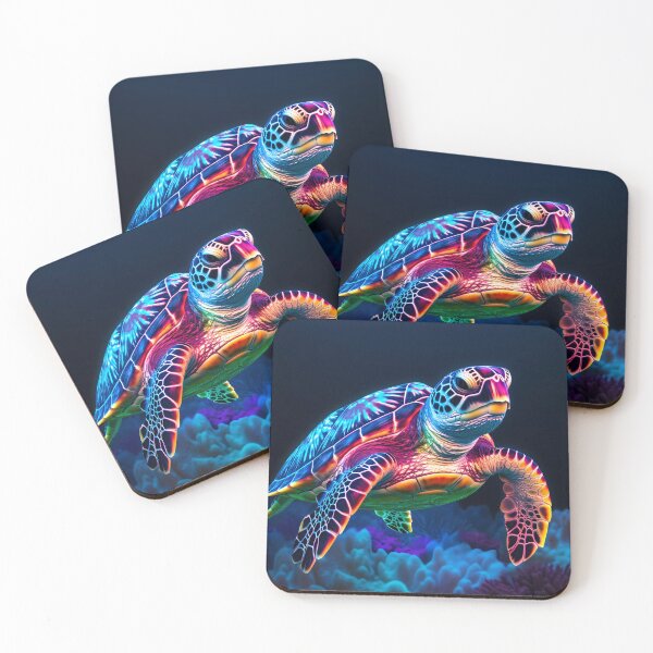 Item preview, Sea turtle neon 1  designed and sold by ZombiOctopi.