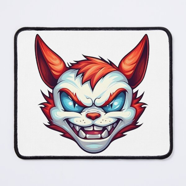 Item preview, Devil cat - Evil cat - White cat - Blue eyes - Sharp fangs - Orange fur - Pointy ears designed and sold by StickerForDays.