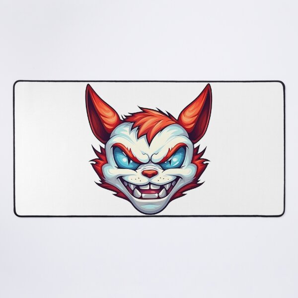 Item preview, Devil cat - Evil cat - White cat - Blue eyes - Sharp fangs - Orange fur - Pointy ears designed and sold by StickerForDays.