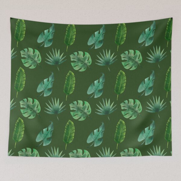 Item preview, Summer Tropical Leaves Pattern on Dark Green designed and sold by Melissa Mielke.