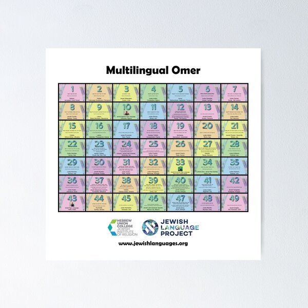 Item preview, Multilingual omer counter designed and sold by Jewish Language Project.