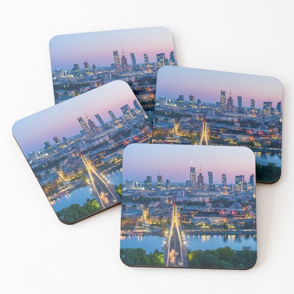 Item preview, Warsaw city center, Vistula river and Swietokrzyski bridge at dusk designed and sold by Lukasz Szczepanski.