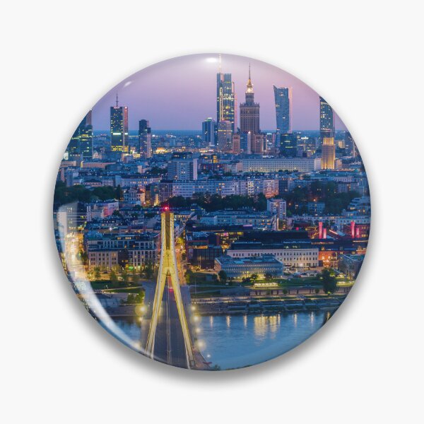 Item preview, Warsaw city center, Vistula river and Swietokrzyski bridge at dusk designed and sold by Lukasz Szczepanski.
