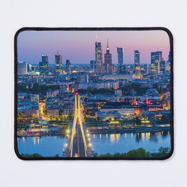 Item preview, Warsaw city center, Vistula river and Swietokrzyski bridge at dusk designed and sold by Lukasz Szczepanski.