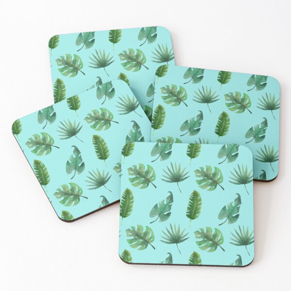 Item preview, Summer Tropical Leaves Pattern on Blue designed and sold by Melissa Mielke.