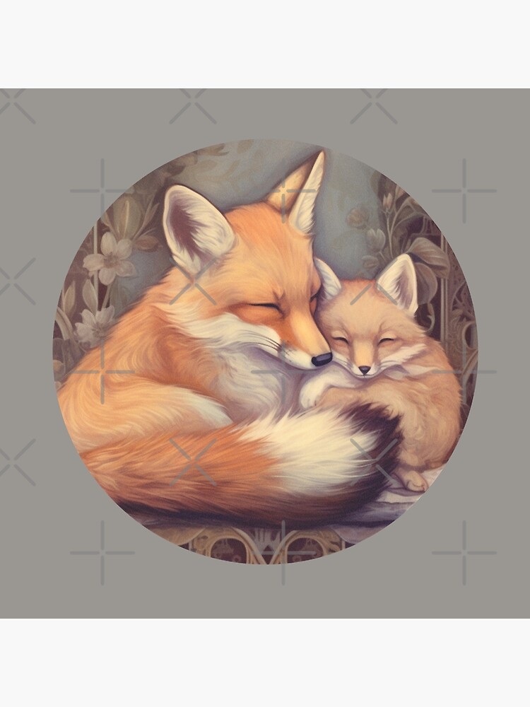 Sticker for Sale avec l'œuvre « mignon bébé et maman renard, bébé renard »  de l'artiste Freeebo
